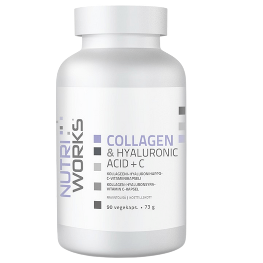 胶原蛋白与透明质酸+维生素C，90粒｜Nutri Works Collagen & Hyaluronic Acid + C 90 kaps.