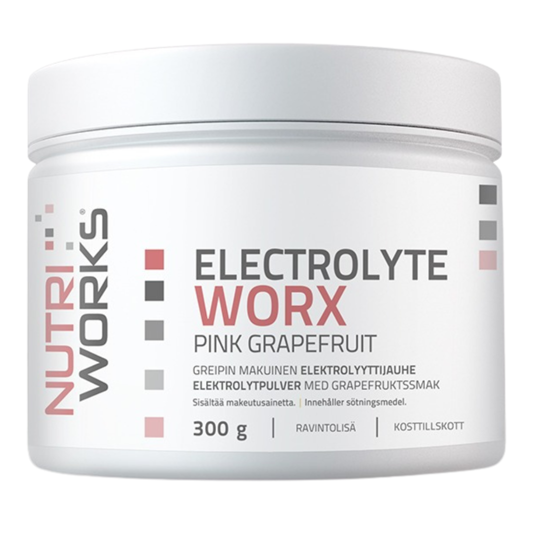Nutri Works 电解质粉 - 粉红葡萄柚 300 g｜Nutri Works Electrolyte Worx Pink Grapefruit - Elektrolyyttijauhe Greippi 300 g