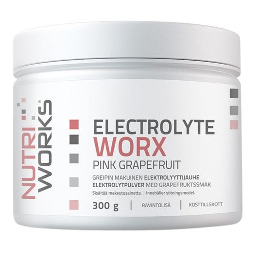 Nutri Works 电解质粉 - 粉红葡萄柚 300 g｜Nutri Works Electrolyte Worx Pink Grapefruit - Elektrolyyttijauhe Greippi 300 g