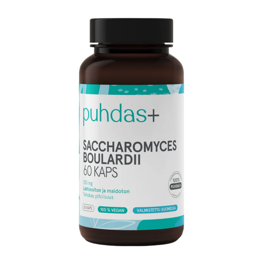 Puhdas+ 布拉氏酵母菌胶囊 250毫克 60粒植物胶囊｜Puhdas+ Caps Saccharomyces Boulardii 250 mg 60 vegekaps.