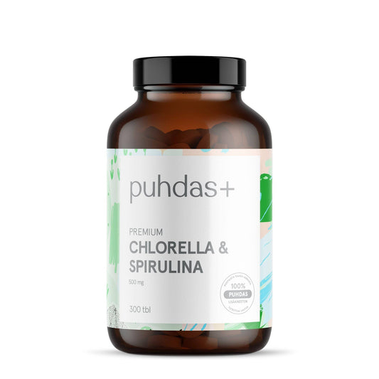 Puhdas+优质小球藻&螺旋藻 500毫克 300片｜Puhdas+ Premium Chlorella & Spirulina 500 mg 300 tabl.