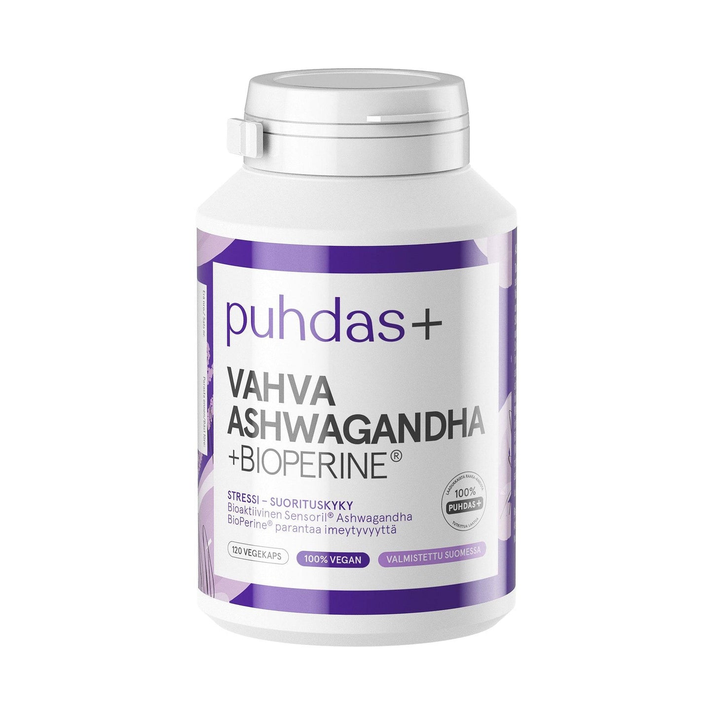 Puhdas+ 强效南非醉茄+黑胡椒素 120粒胶囊｜Puhdas+ Vahva Ashwagandha + Bioperine 120 kaps.
