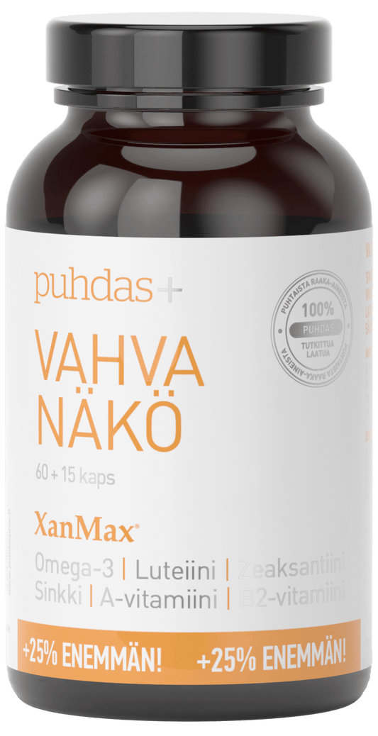 Puhdas+ 强效视力 60+15粒胶囊｜Puhdas+ Vahva Näkö 60+15 kaps.