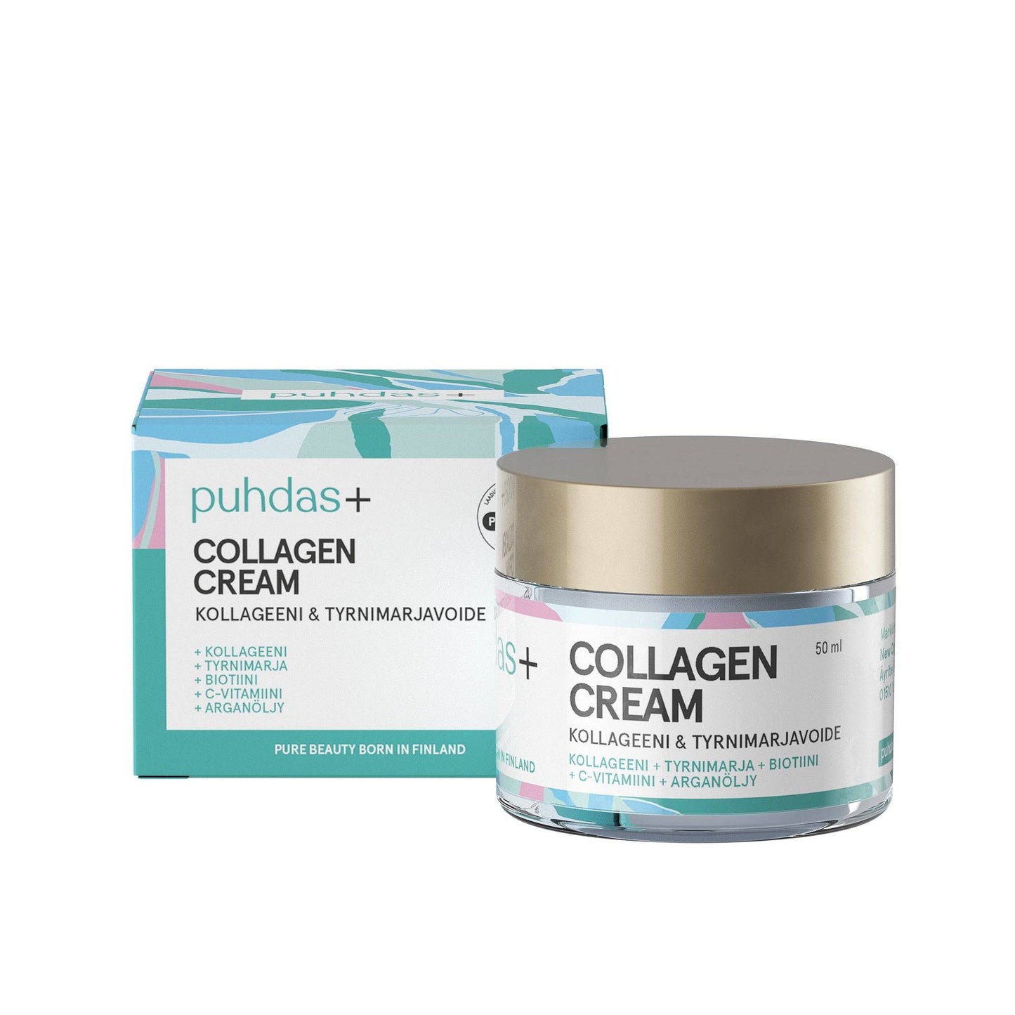Puhdas+ 胶原蛋白沙棘霜 50 ml｜Puhdas+ Collagen Cream - Kollageeni & Tyrnimarjavoide 50 ml