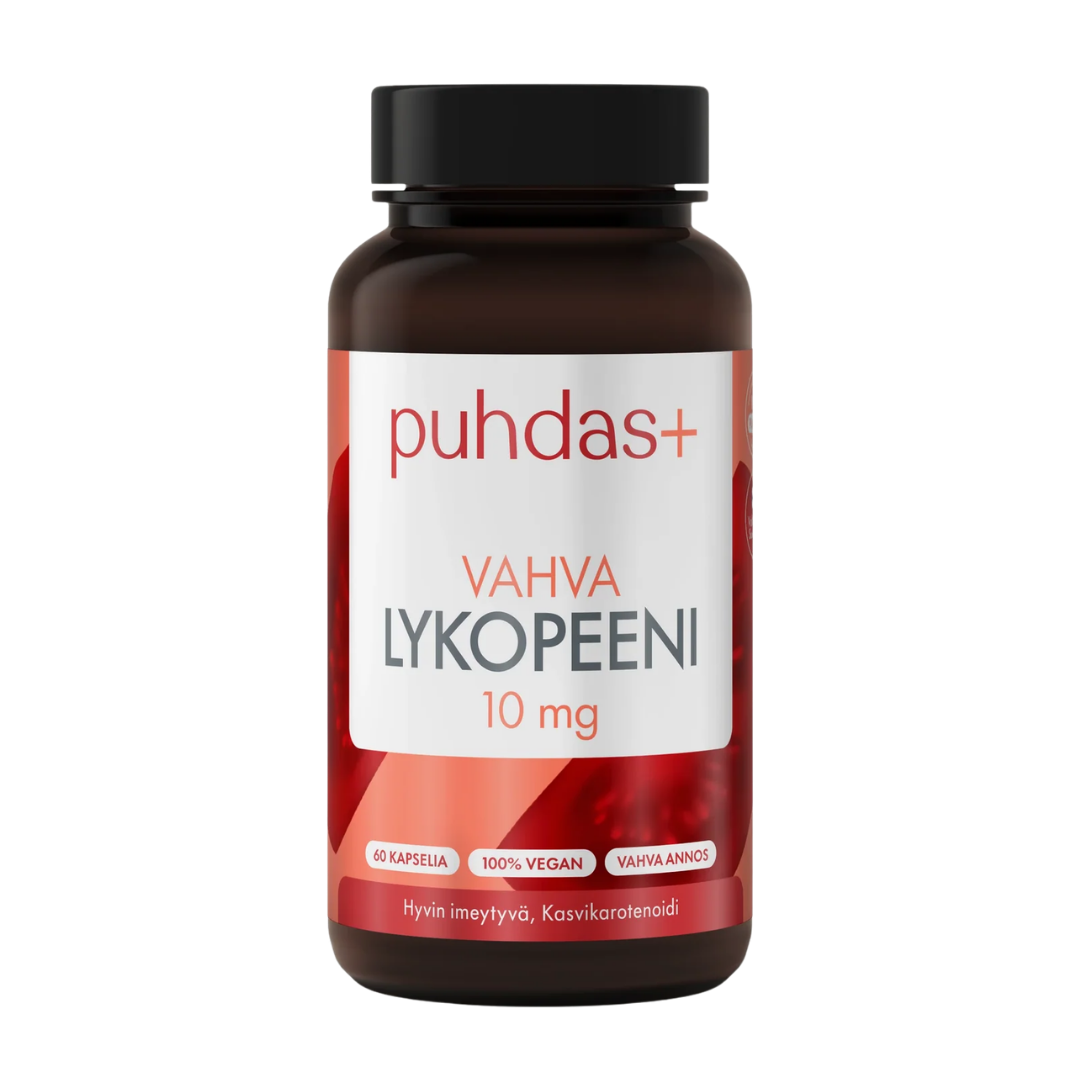 Puhdas+ 强效番茄红素 10毫克 60粒胶囊｜Puhdas+ Vahva Lykopeeni 10 mg 60 kaps.