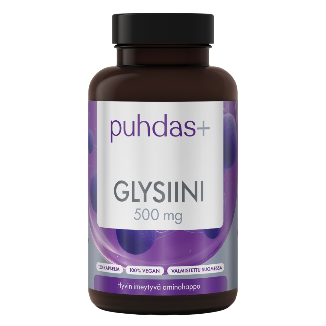 Puhdas+ 甘氨酸 500毫克 120粒｜Puhdas+ Glysiini 500 mg 120 kaps.