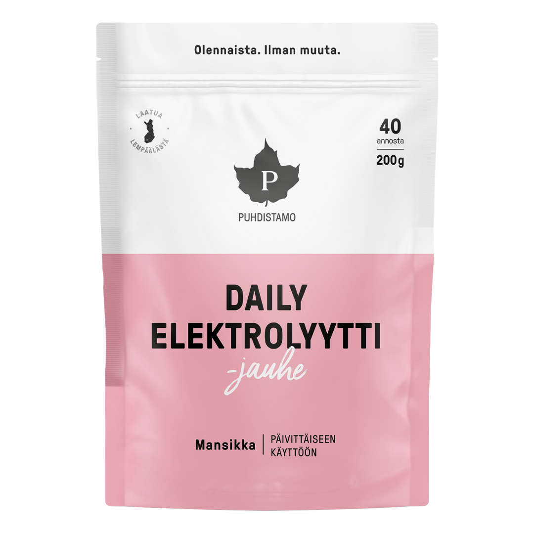 普赫迪斯塔莫 每日电解质粉 草莓 200 g｜Puhdistamo Daily Elektrolyyttijauhe Mansikka 200 g