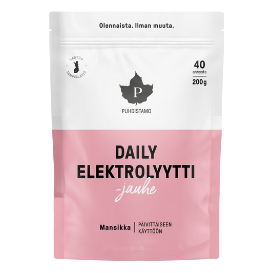 普赫迪斯塔莫 每日电解质粉 草莓 200 g｜Puhdistamo Daily Elektrolyyttijauhe Mansikka 200 g