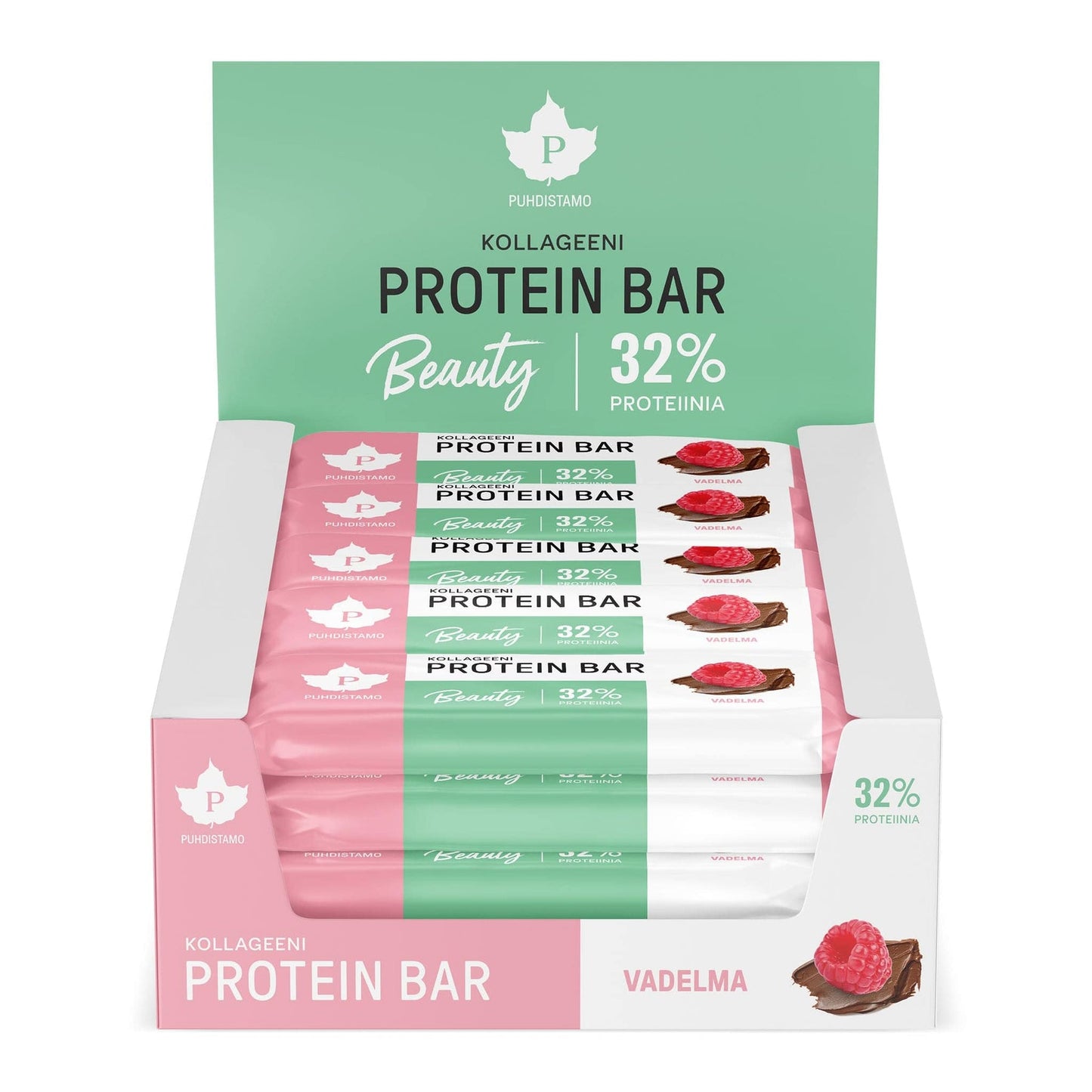 净化所胶原蛋白棒 覆盆子味 批发装 24 x 30g｜Puhdistamo Kollageeni Protein Bar Vadelma TUKKUPAKKAUS 24 x 30g