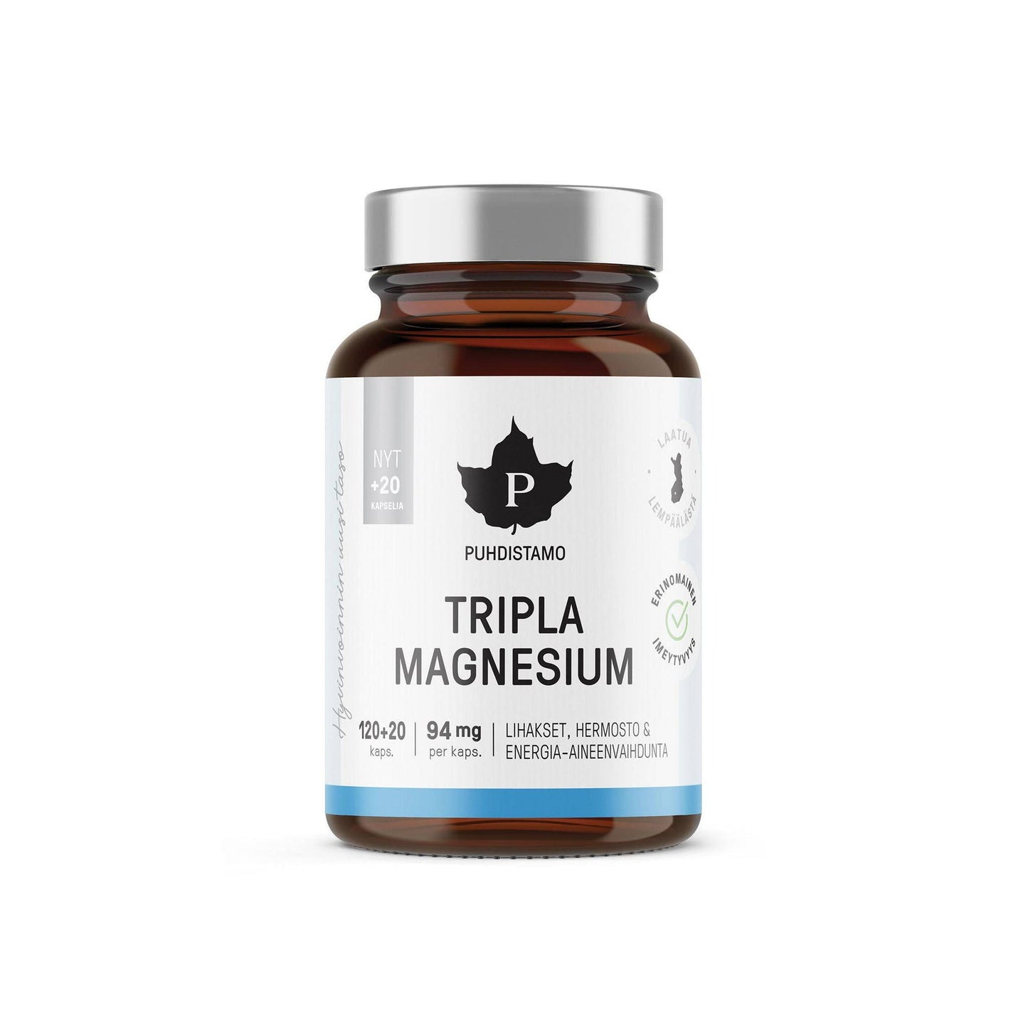 净化所 三重镁 促销装 120+20粒｜Puhdistamo Tripla Magnesium Kampanjapakkaus 120+20 kaps.