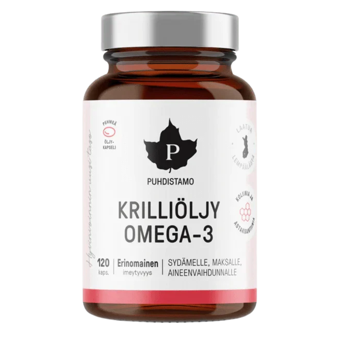 净化所磷虾油 Omega-3 120粒｜Puhdistamo Krilliöljy Omega-3 120 kaps.
