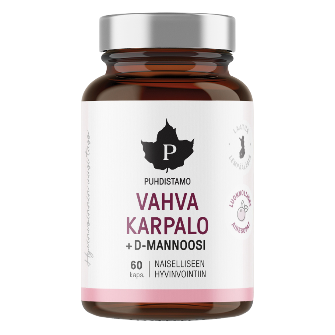 Puhdistamo Vahva Karpalo + D-Mannoosi 60 kaps.｜Puhdistamo 强效蔓越莓 + D-甘露糖 60 粒。