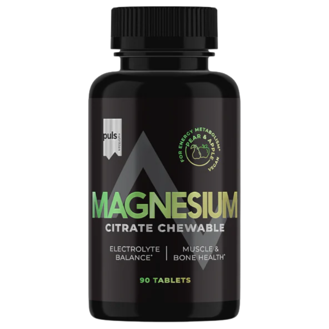 Puls Nutrition 可咀嚼柠檬酸镁 - 咀嚼片 90片 - 梨与苹果｜Puls Nutrition Chewable Magnesium Citrate - Pureskeltava Magnesiumsitraatti 90 tabl. - Päärynä & Omena