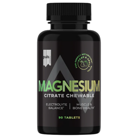 Puls Nutrition 可咀嚼柠檬酸镁 - 咀嚼片 90片 - 梨与苹果｜Puls Nutrition Chewable Magnesium Citrate - Pureskeltava Magnesiumsitraatti 90 tabl. - Päärynä & Omena