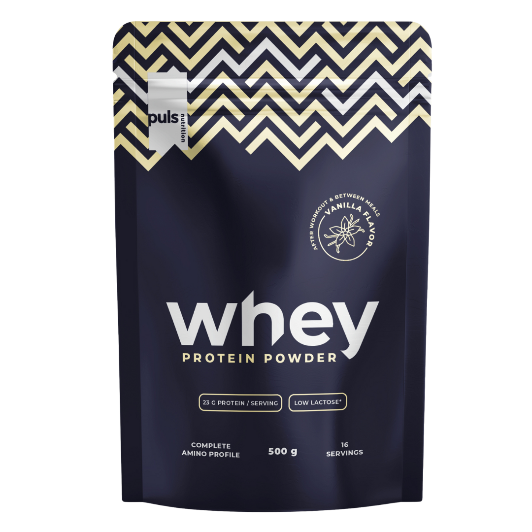 Puls Nutrition 乳清蛋白粉 - 香草味 500 g｜Puls Nutrition Whey Protein Powder - Proteiinijauhe Vanilja 500 g