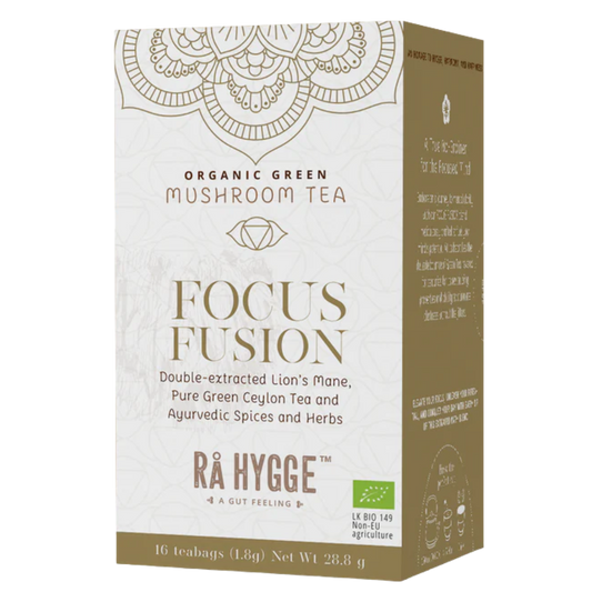 Rå Hygge Focus Fusion - 绿茶含猴头菇提取物 16茶包｜Rå Hygge Focus Fusion - Vihreä tee Lion's Mane sieniuutteella 16 teepussia