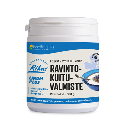 Bertil's Health Rikas Linum Plus - Ravintokuituvalmiste 350 g｜Bertil's Health 力卡斯亚麻籽+营养纤维补充剂 350 g