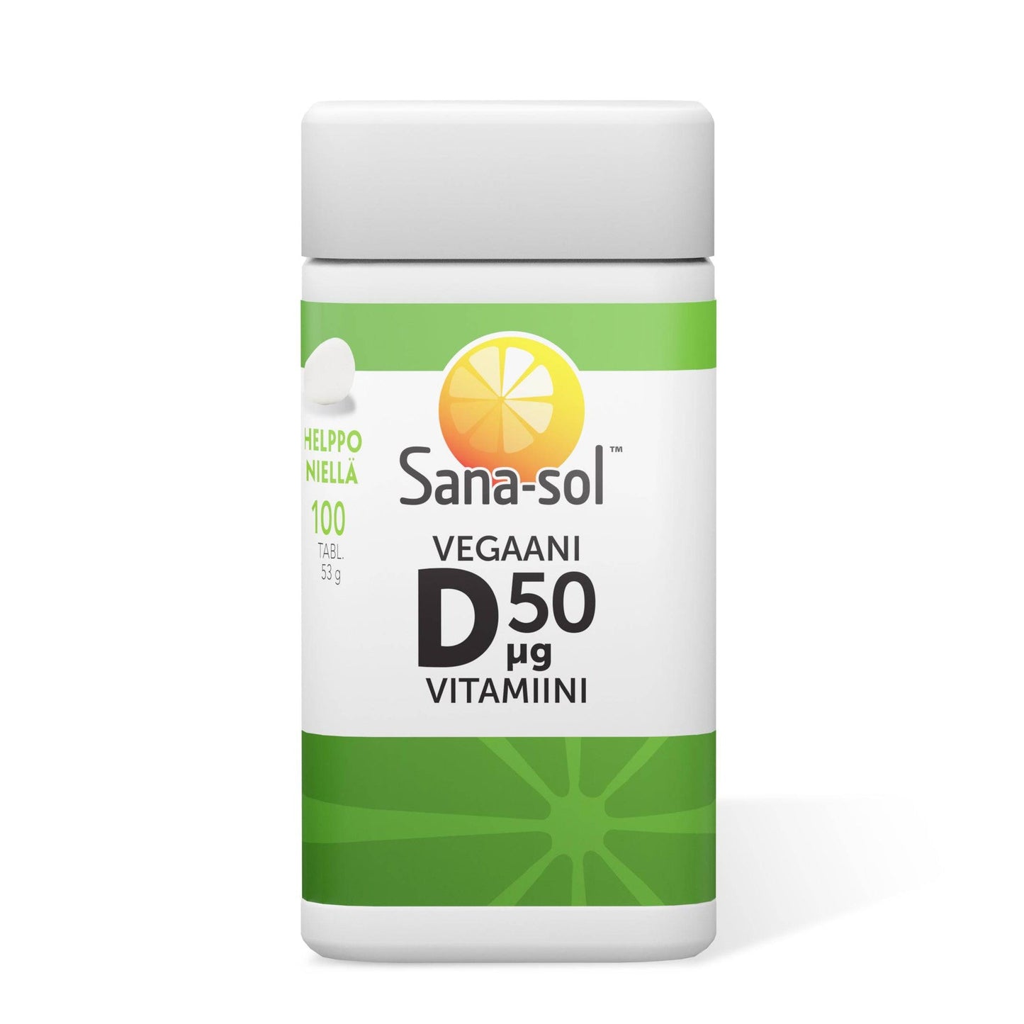 Sana-sol 纯素维生素D 50微克 100片｜Sana-sol Vegaani D-Vitamiini 50 μg 100 tabl.
