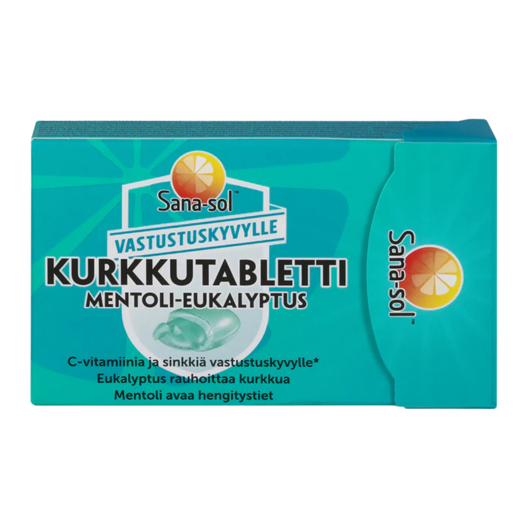Sana-sol 薄荷桉树润喉片 16片 48克 - 有效期2027年1月｜Sana-sol Kurkkutabletti Mentoli-Eukalyptus 16 tabl. 48 g - Päiväys 01/2027