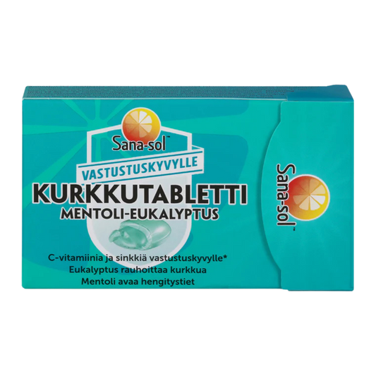 Sana-sol 薄荷桉树润喉片 16片 48克 - 有效期2027年1月｜Sana-sol Kurkkutabletti Mentoli-Eukalyptus 16 tabl. 48 g - Päiväys 01/2027