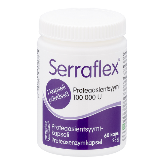 Serraflex - 蛋白酶胶囊 60粒｜Serraflex - Proteaasientsyymikapselit 60 kaps.