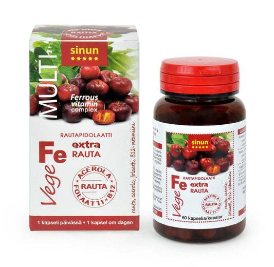 Sinun Multi Vege 铁吡哆醇胶囊 60粒｜Sinun Multi Vege Rautapidolaatti 60 kaps.