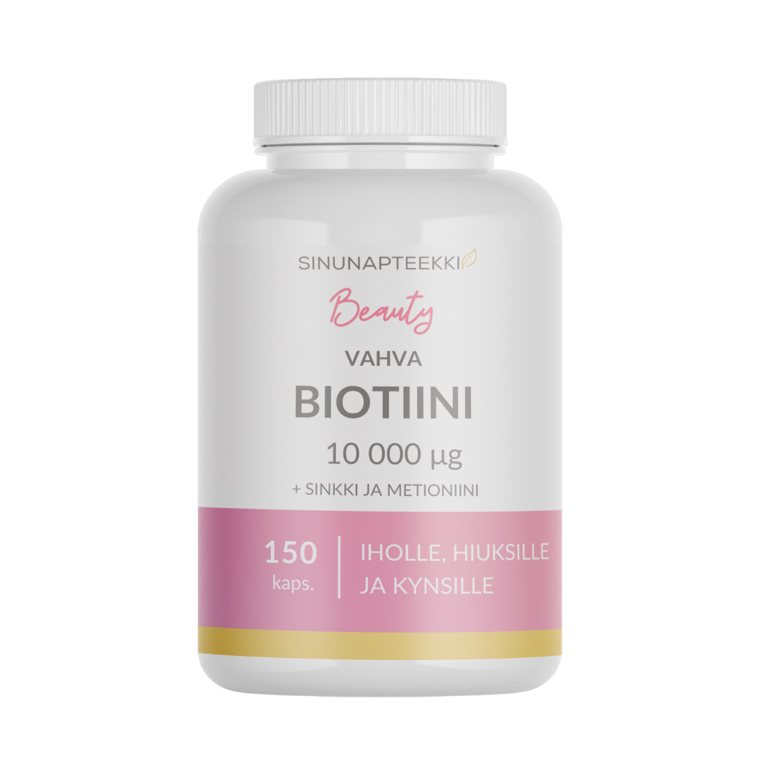 Sinunapteekin Beauty Vahva Biotiini 10 000 µg 150 kaps. - erä｜Sinunapteekin Beauty Strong 生物素 10,000 µg 150 粒。 - 很多