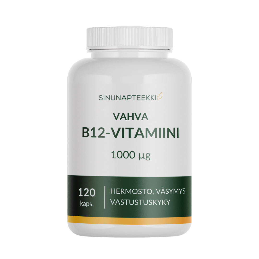 Sinunapteekin Vahva B12-vitamiini 1000 µg 120 kaps.｜Sinunapteekin 强效B12维生素 1000微克 120粒