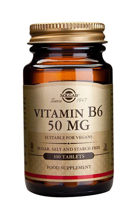 Solgar Vitamin B6 50 mg - B-Vitamiinivalmiste 100 tabl.｜Solgar 维生素B6 50毫克片剂 100片