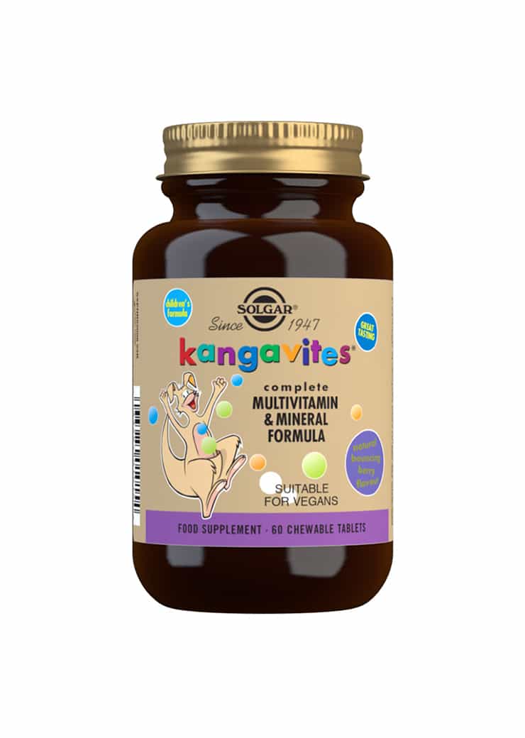 Solgar Kangavites Bouncing Berry - Pureskeltava monivitamiini lapsille 60 tabl.｜Solgar Kangavites Bouncing Berry - 儿童复合维生素咀嚼片 60 片。