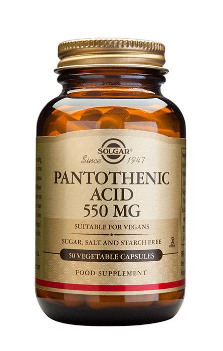 Solgar Pantothenic Acid 550 mg - B-Vitamiinivalmiste 50 kaps.｜Solgar 泛酸 550毫克 - B族维生素制剂 50粒