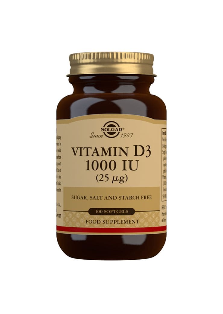 Solgar Vitamin D3 1000 IU 25 µg - D3-vitamiini 100 kaps.｜Solgar 维生素 D3 1000 IU 25 µg - 维生素 D3 100 粒。