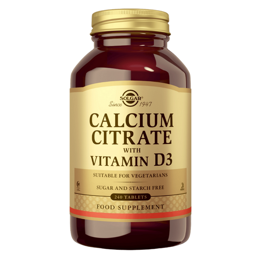 索尔加柠檬酸钙+维生素D3 240片｜Solgar Calcium Citrate +D3 - Kalsiumsitraatti +D3 240 tabl.
