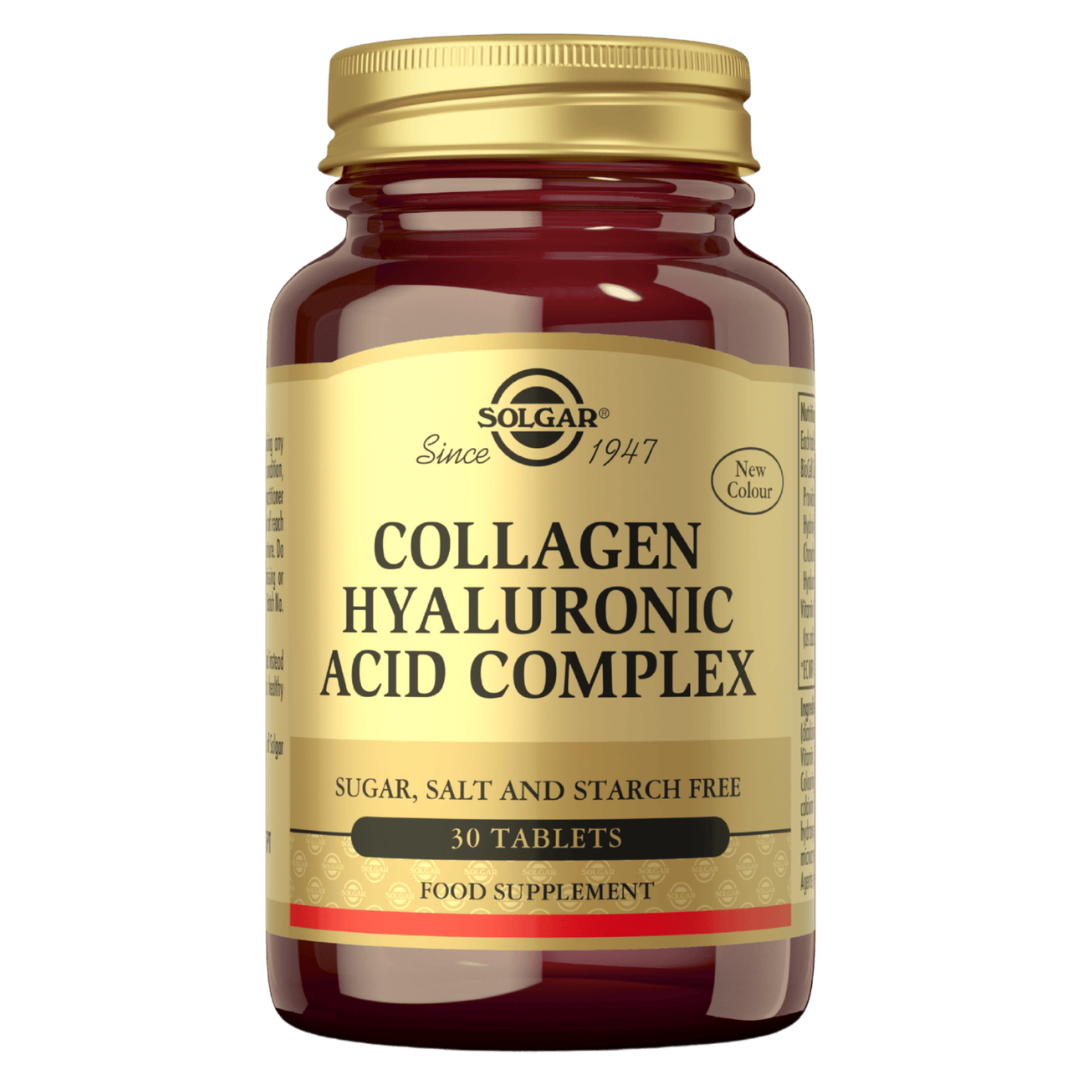 索尔加胶原蛋白-透明质酸复合物 - 30片｜Solgar Collagen - Hyaluronic Acid Complex - Kollageeni - Hyaluronihappovalmiste 30 tabl.