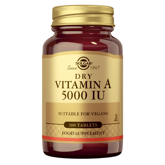 干性维生素A 5000 IU 100片｜Solgar Dry Vitamin A 5000 IU - A-vitamiini 100 tabl.