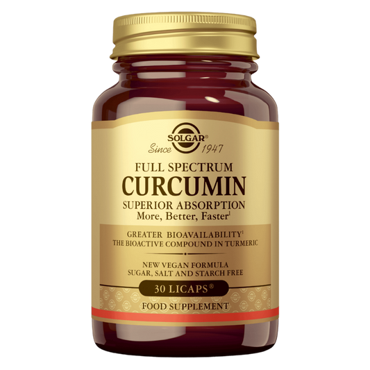 索尔加全谱姜黄素 - 30粒 - 有效期至2027年1月｜Solgar Full Spectrum Curcumin - Kurkumiini 30 kaps. - Päiväys 01/2027