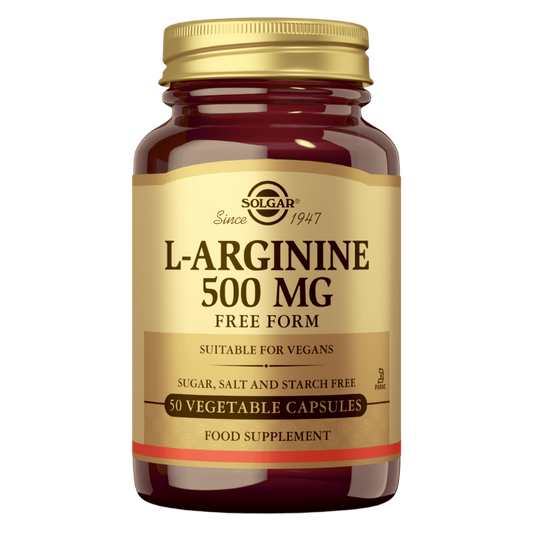 Solgar L-精氨酸 500毫克 - 氨基酸制剂 50粒｜Solgar L-Arginine 500 mg - Aminohappovalmiste 50 kaps.