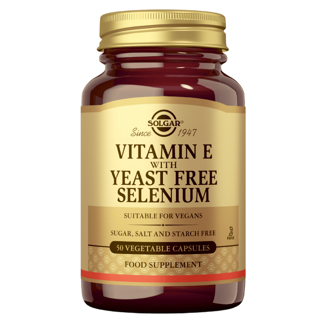 Solgar维生素E含无酵母硒 - 50粒胶囊 - 停产｜Solgar Vitamin E With Yeast Free Selenium - E-vitamiini & Seleeni 50 kaps. - poistuu