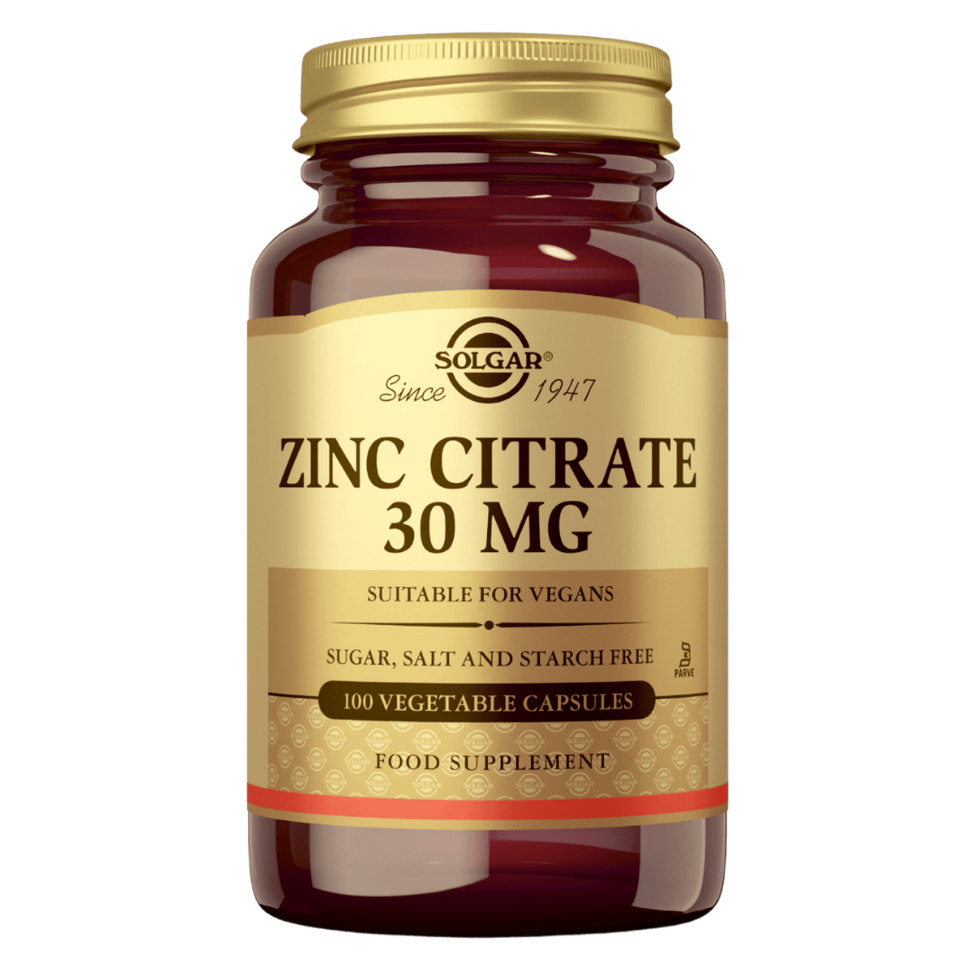 Solgar 柠檬酸锌 30毫克 100粒｜Solgar Zinc Citrate 30 mg - Sinkkisitraatti 100 kaps.