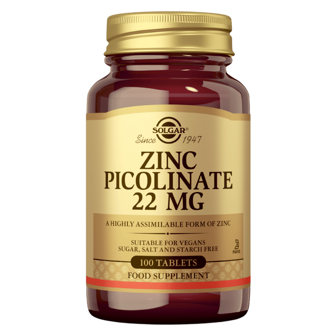 Solgar 吡啶甲酸锌 22毫克 100片｜Solgar Zinc Picolinate 22mg - Sinkkipikolinaatti - 100 tabl.