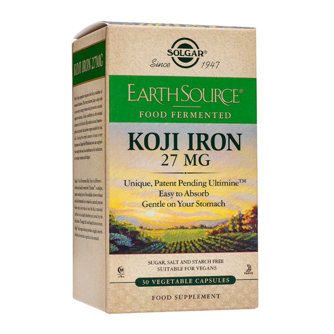 Solgar Earth Source Food Fermented Koji Iron - Rautavalmiste 30 vegetabl. - Päiväys 05/2026 - erä｜Solgar Earth Source Food 发酵曲铁 - 铁制剂 30 种植物。 - 日期 05/2026 - 批次