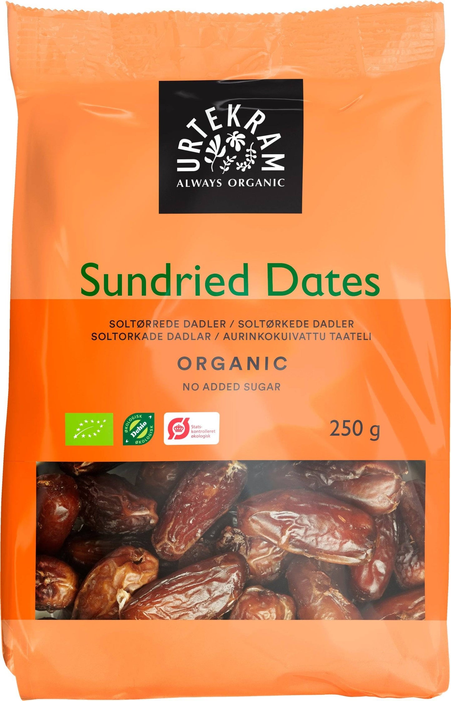 Urtekram Aurinkokuivattu Taateli 250 g - Päiväys 08/2026｜Urtekram 日晒椰枣 250克（保质期至2026年8月）