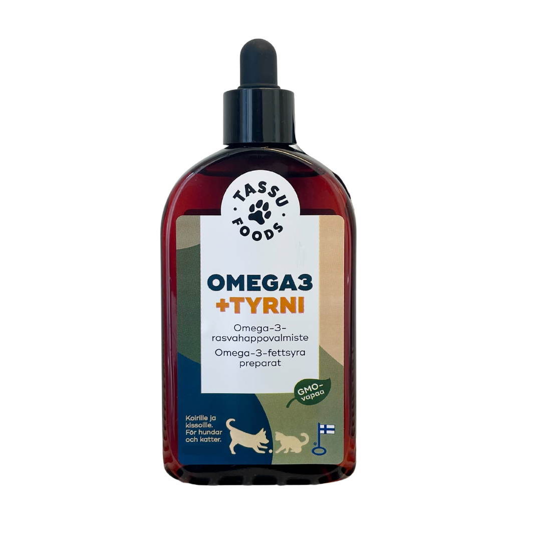 Tassu Foods Omega-3+沙棘 - 犬猫用脂肪酸 100 ml｜Tassu Foods Omega-3 + Tyrni - Rasvahapot Koirille ja Kissoille 100 ml