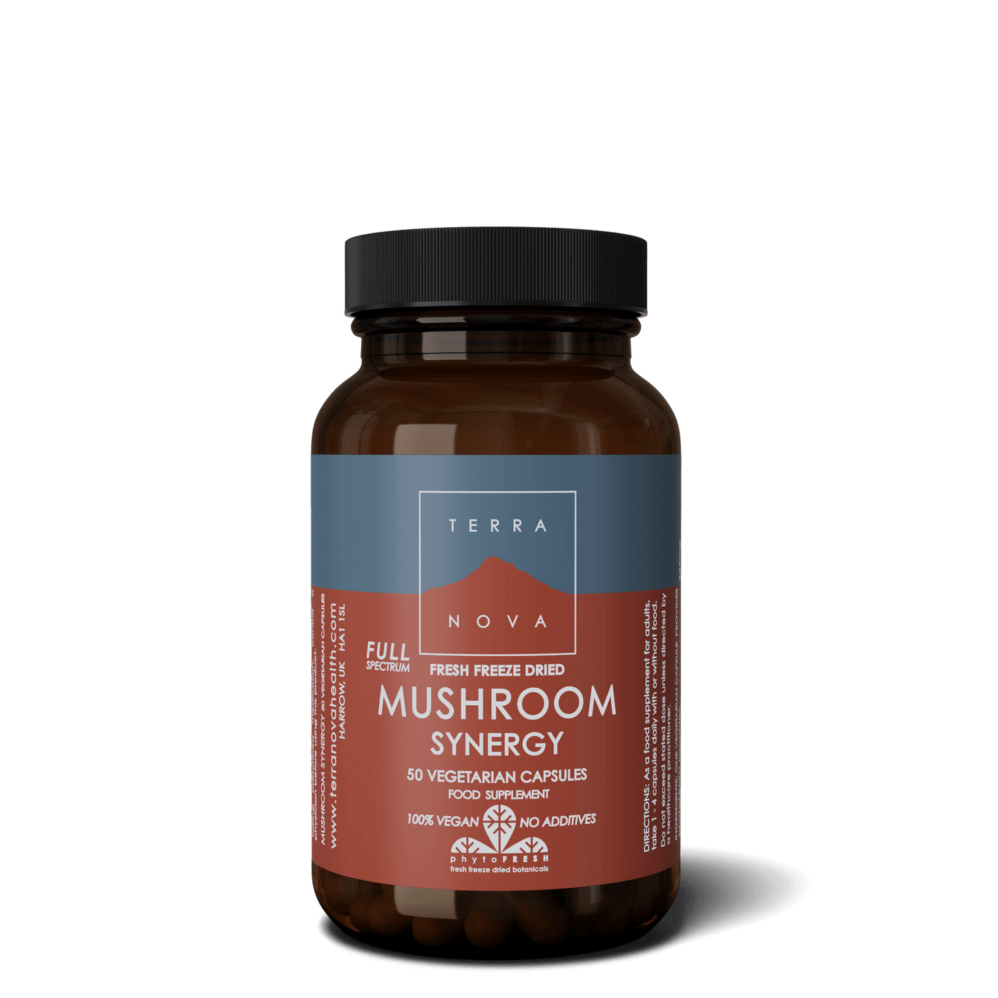 Terranova Full Spectrum Mushroom Synergy - Sieni-kasvivalmiste 50 kaps.｜Terranova 全谱蘑菇协同精华 - 蘑菇植物补充剂 50粒