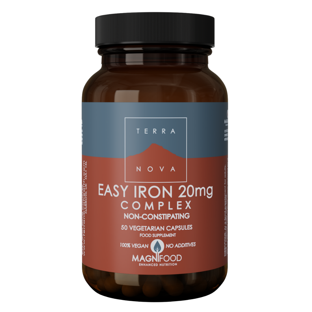 Terranova 易吸收铁20毫克复合物 - 铁植物配方 50粒｜Terranova Easy Iron 20 mg Complex - Rauta- kasvivalmiste 50 kaps.