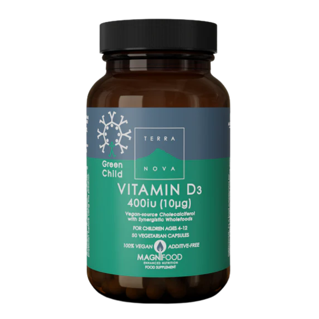 Terranova 儿童维生素D3 10微克 - 儿童D3维生素 50粒｜Terranova Green Child Vitamin D3 10 µg - D3-vitamiini lapsille 50 kaps.
