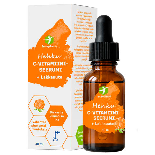 焕彩维C精华 + 云莓提取物 30 ml｜Terveyskaista Hehku C-vitamiiniseerumi + Lakkauute 30 ml