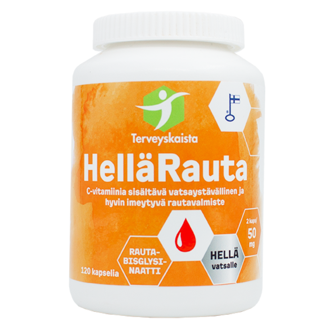 健康带 温和铁 50 毫克 120 粒｜Terveyskaista HelläRauta 50 mg 120 kaps.