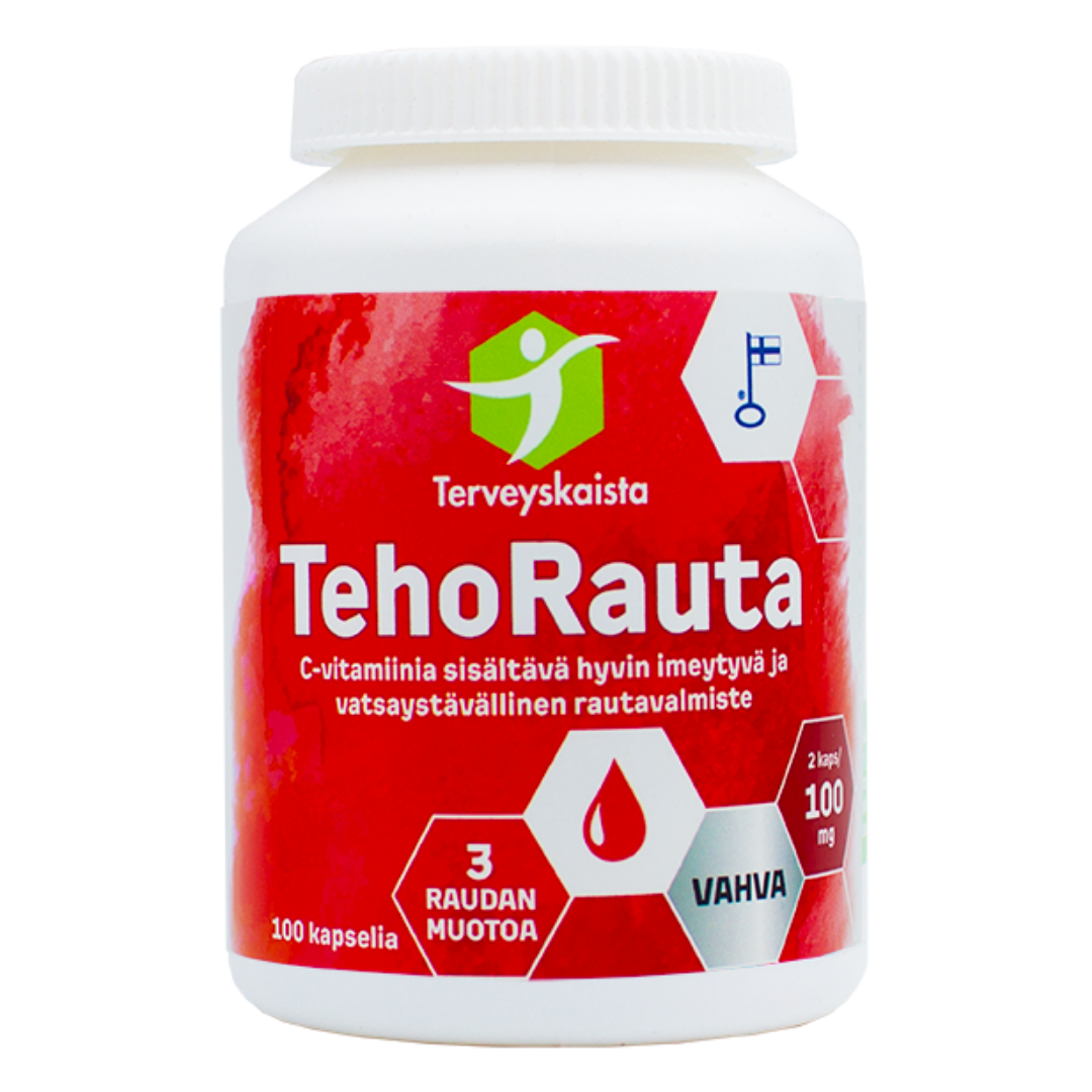 健康地带 强效铁 100毫克 100粒｜Terveyskaista TehoRauta 100 mg 100 kaps.