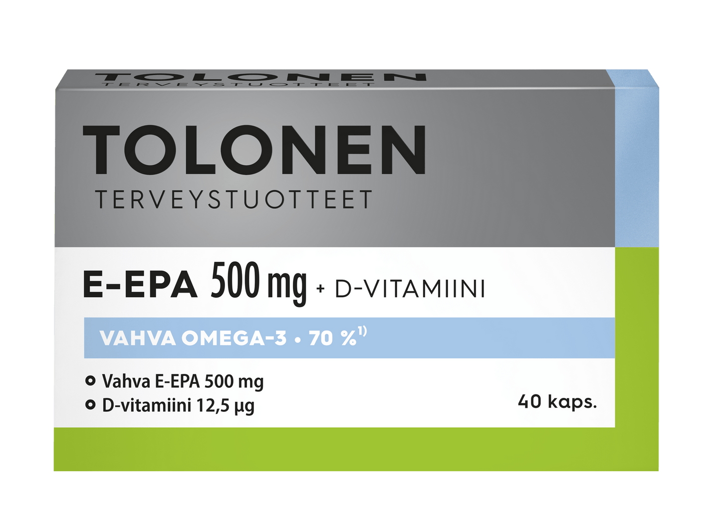 Tolonen E-EPA 500毫克+维生素D 40粒｜Tolonen E-EPA 500 mg + D-Vitamiini 40 kaps.